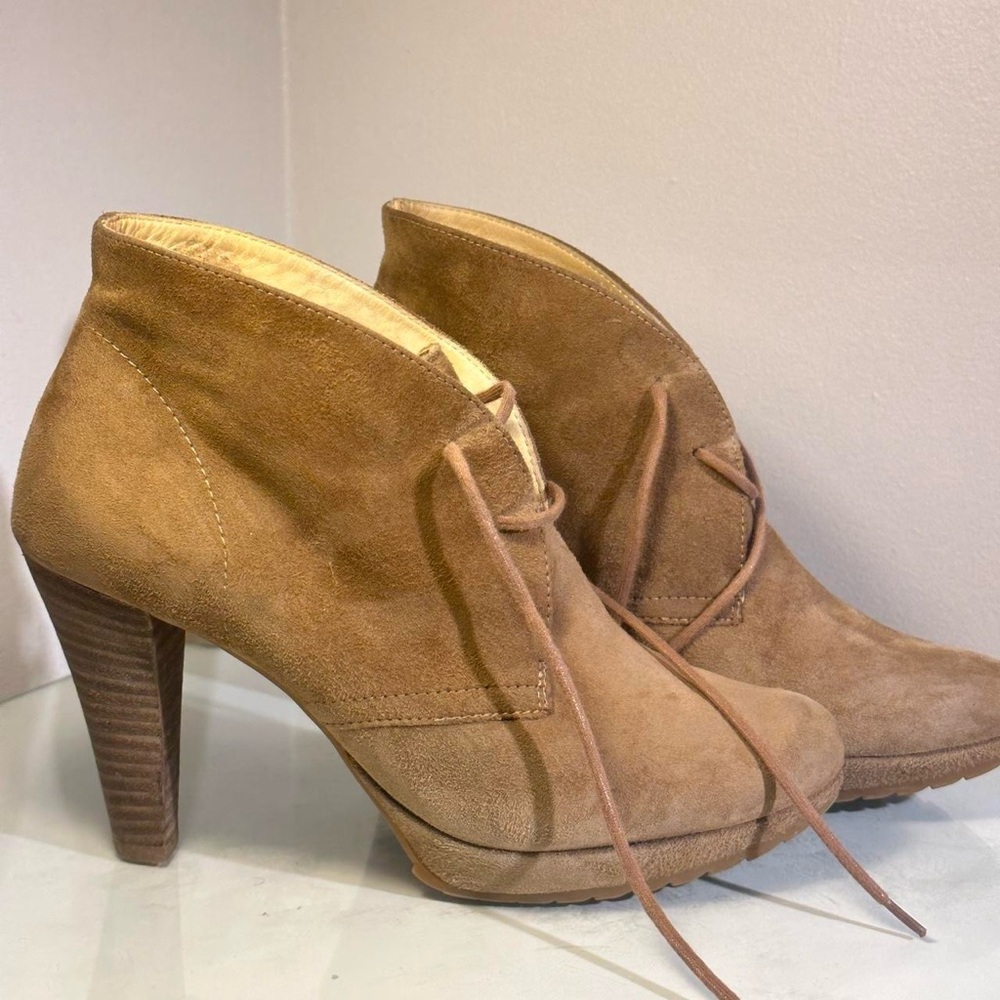 Paul Green Genuine Leather Heeled Ankle Boots Brown Size US 7